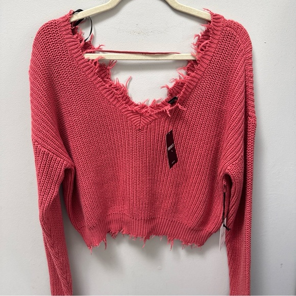 Forever 21 Women's Coral V-Neck Sweater - Picture 6 of 8